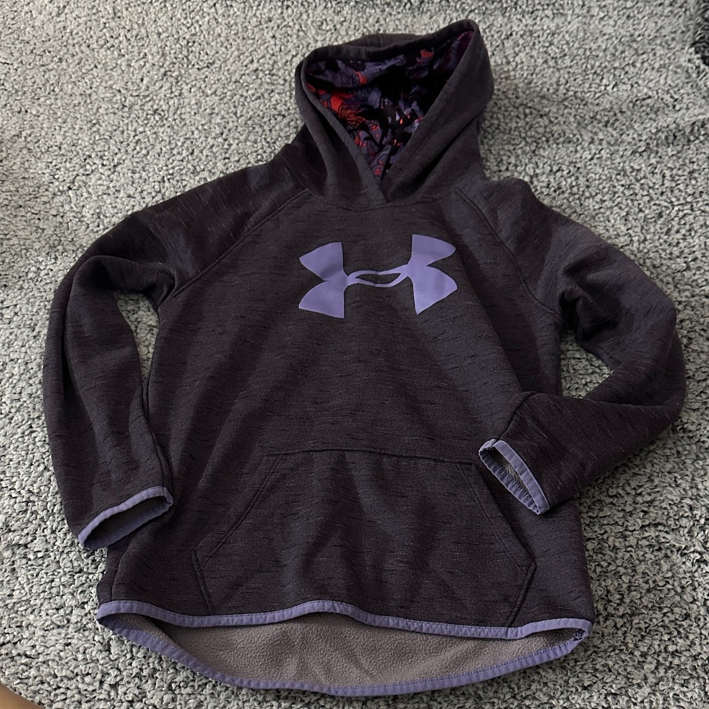 Under Armour Kids' Dark Gray Hoodie with Purple Accents